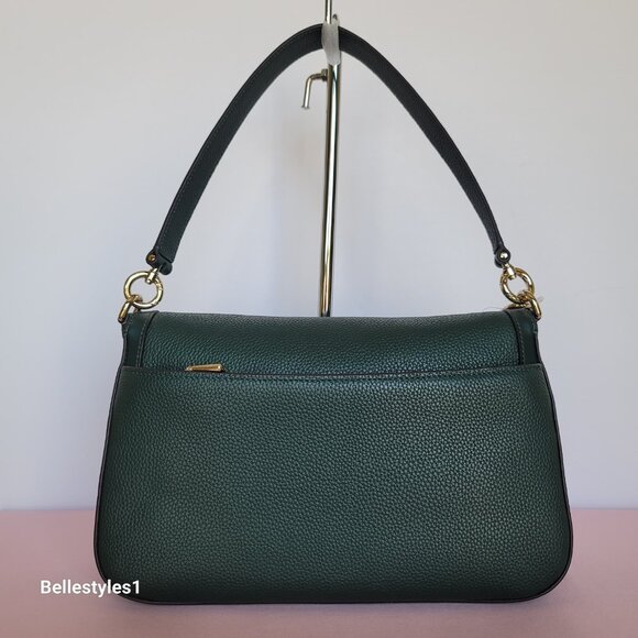 KATE SPADE Hudson Pebbled Leather Medium Flap Convertible Shoulder Bag-Northern⭐ - Picture 7 of 16